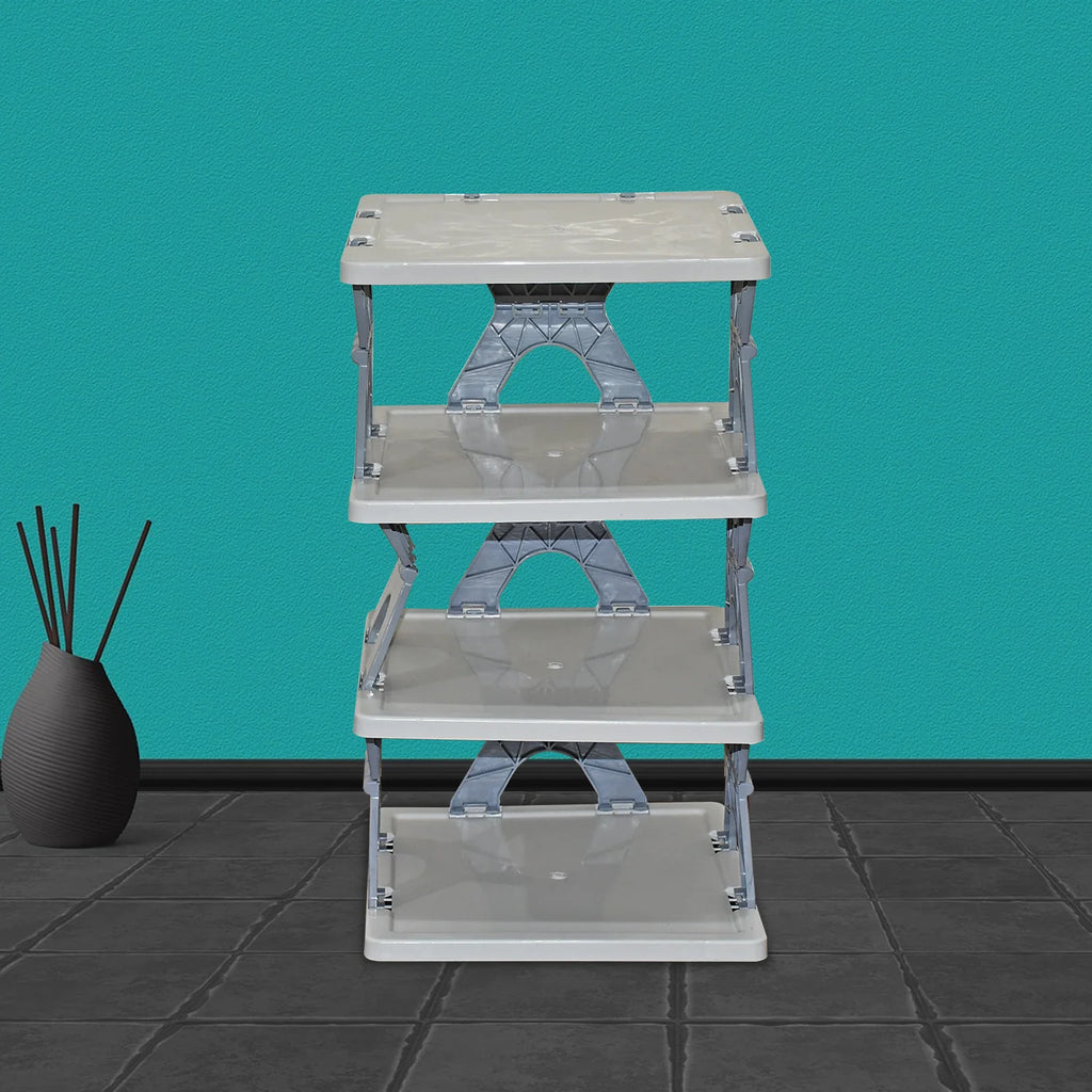 Multipurpose 4 tier plastic shelf stand for home use