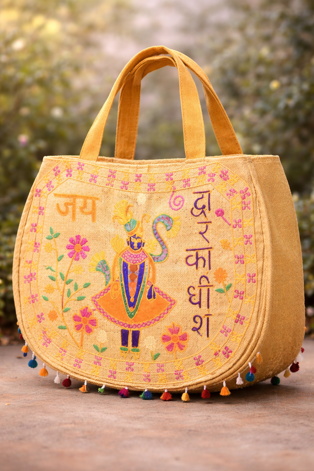 yellow embroidary purse