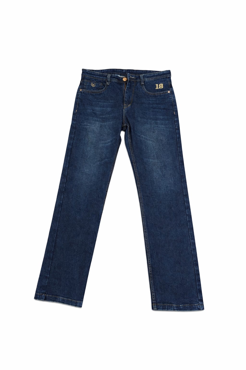 Pair of blue jeans on a white background