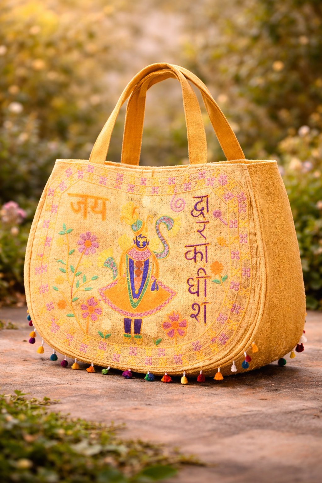 yello embroidered handbag